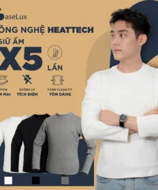 Áo thun nam trắng dài tay Baselux công nghệ heatetech giữ ấm x5 lần, Áo tay xám dài nam cao cấp chất cotton mềm mịn thoải mái