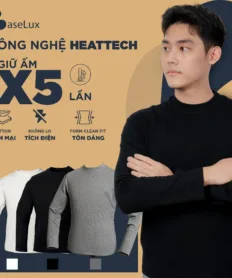 Áo thun nam dài tay Baselux công nghệ heatetech giữ ấm x5 lần, Áo tay dài nam cao cấp chất cotton mềm mịn thoải mái